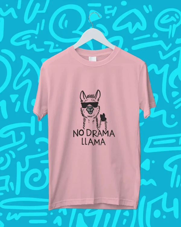 No Drama LLama Round Neck T-shirt - Image 3