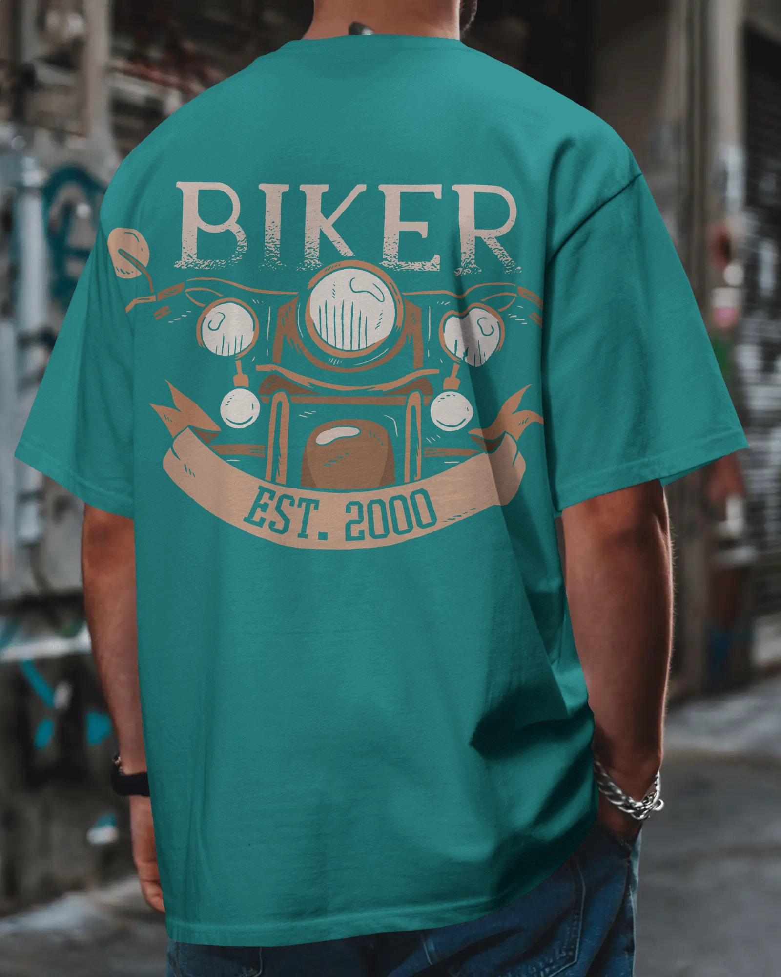Biker Est.2000 Teal OverSized