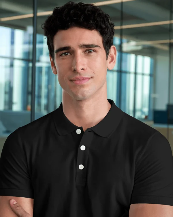 Black Men's Cotton Polo t-shirt
