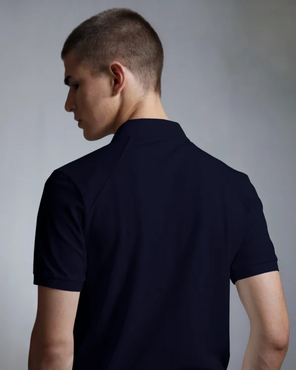 Dark Navy Men's Cotton Polo t-shirt - Image 3