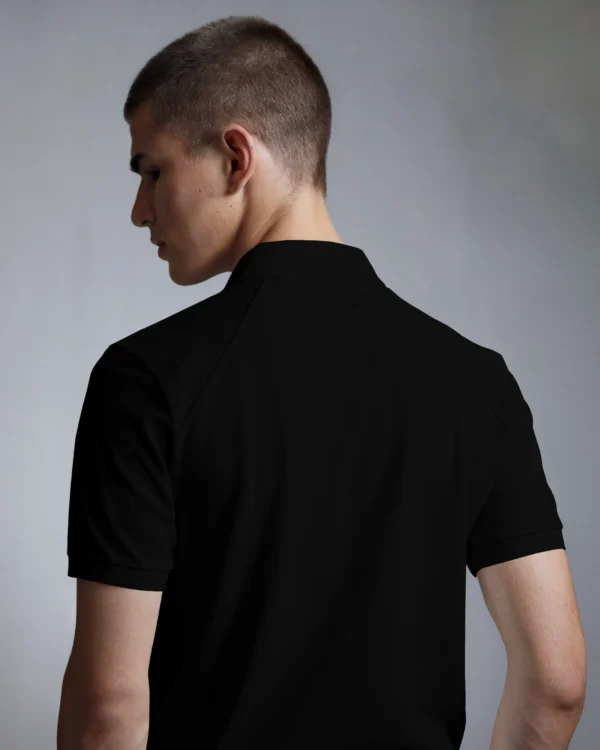 Black Men's Cotton Polo t-shirt - Image 3