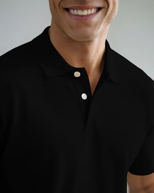 Black Men's Cotton Polo t-shirt - Image 5