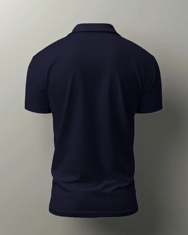 Dark Navy Men's Cotton Polo t-shirt - Image 2