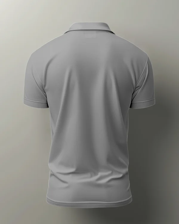 Grey Men's Cotton Polo t-shirt - Image 4