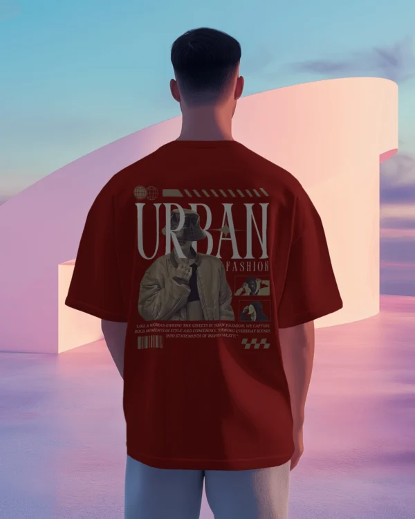 Urban Fashion OverSized Maroon - Image 3