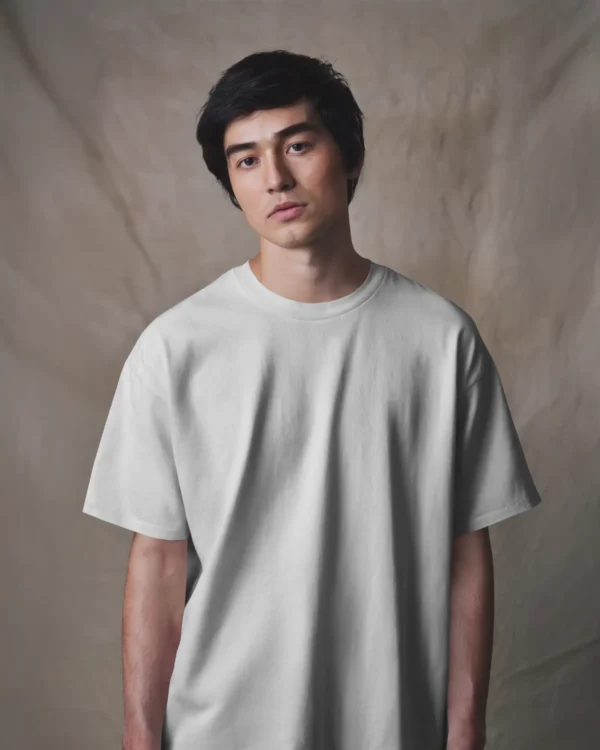 White drop-shoulder French Terry