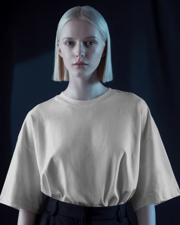 Relaxed Fit White Oversize T-Shirt with Dropped Shoulders
