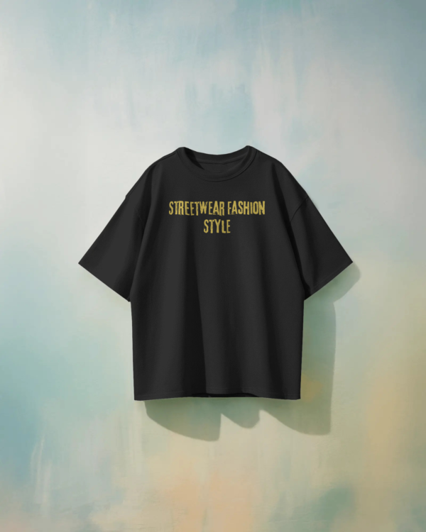 Unisex black oversized t-shirt with colorful streetwear cartoon graphic, made from 100% eco-friendly cotton