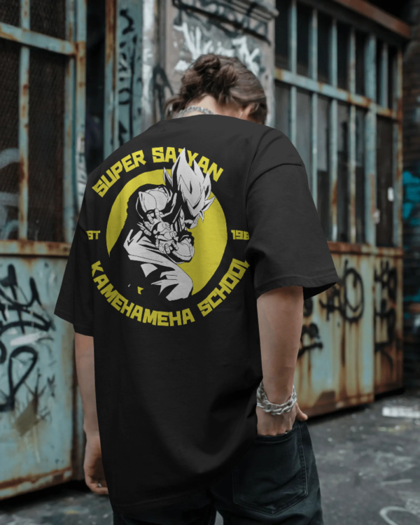 Super Saiyan Kamehameha School print, made from 100% cotton and eco-friendly fabric for streetwear lovers