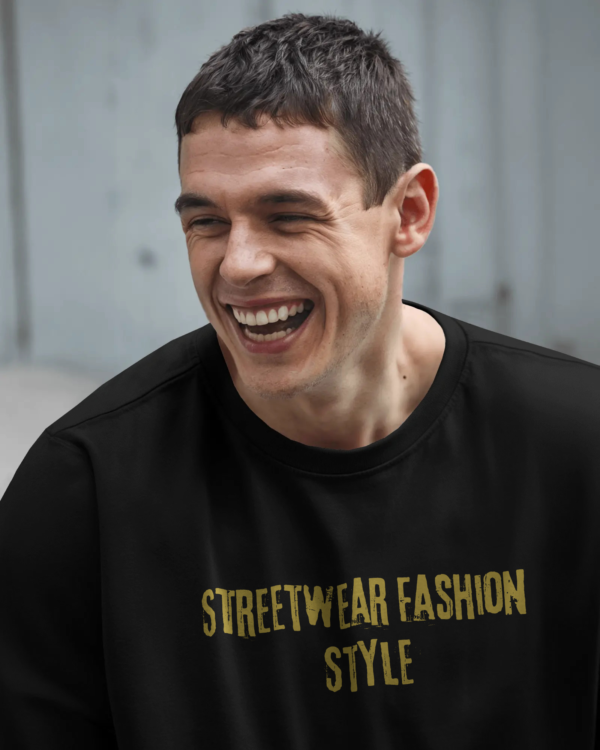 Unisex black oversized t-shirt with colorful streetwear cartoon graphic, made from 100% eco-friendly cotton